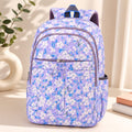 Floral Printed School Backpack for Girls & Women | Lightweight Water Resistant Polyester | Multi-Compartment Travel, College & Casual Backpack | Purple