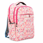 Floral Printed School Backpack for Girls & Women | Lightweight Quilted Laptop/College Bag | Multi-Compartment Travel Backpack | Pink