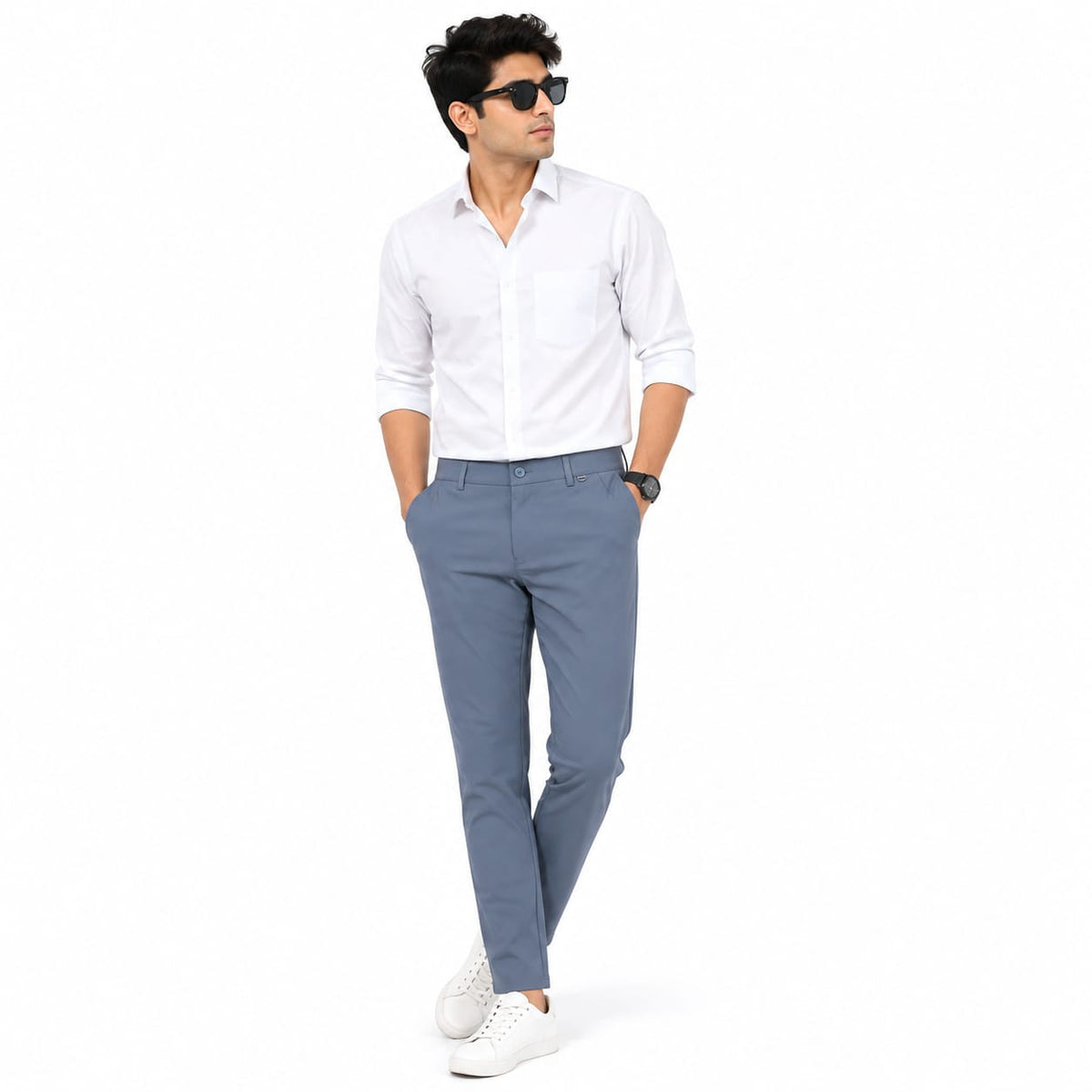 Men’s Slim-Fit Formal Trousers – Slate Blue