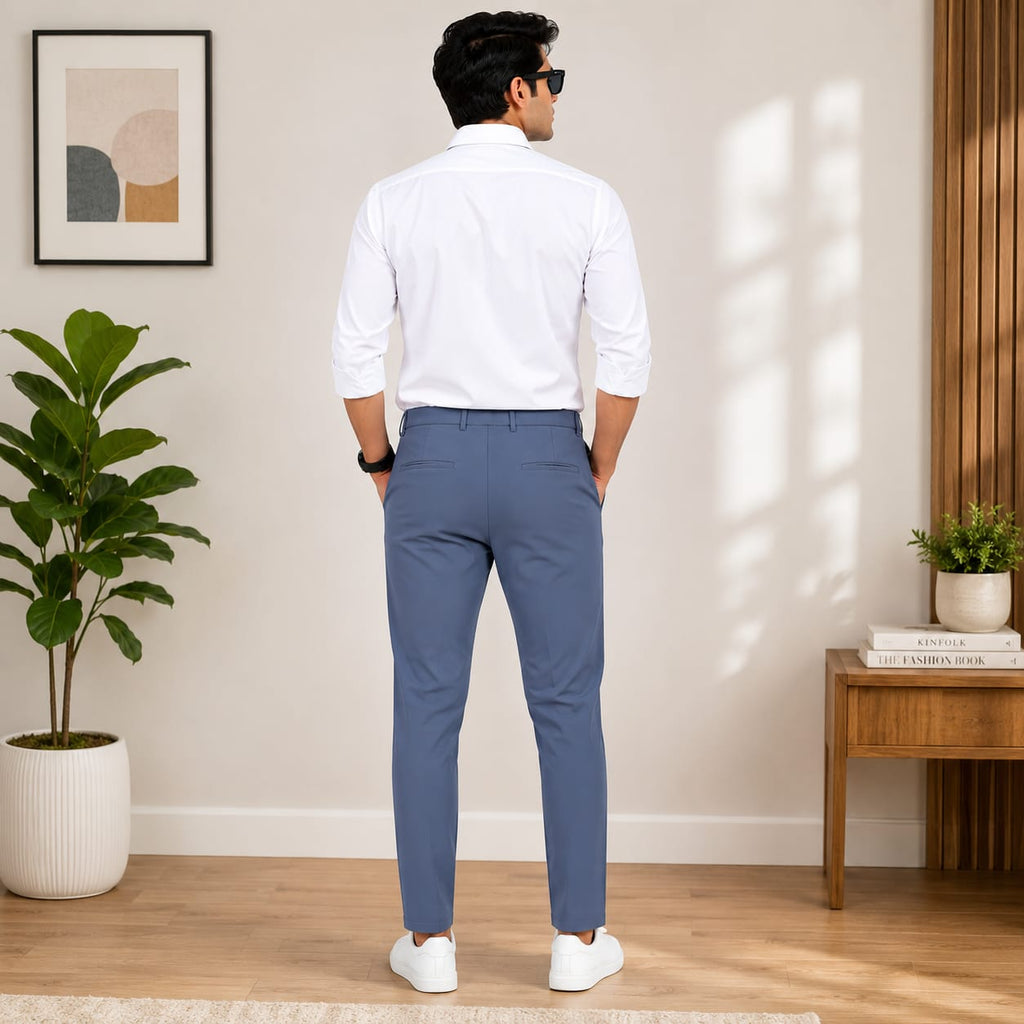 Men’s Slim-Fit Formal Trousers – Slate Blue