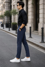Men’s Slim-Fit Navy Formal Trousers