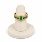 Gold Plated Adjustable Open Ring for Women | Green Baguette Cubic Zirconia | Elegant Fashion Ring | Party, Wedding & Daily Wear | 6-Month Warranty