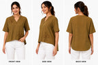 Women’s Olive Brown Embroidered High-Low Top