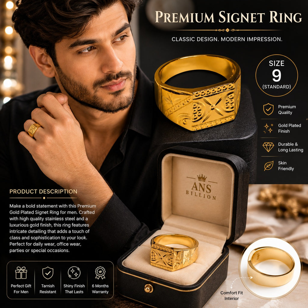 Premium Gold Finish Designer Ring for Men