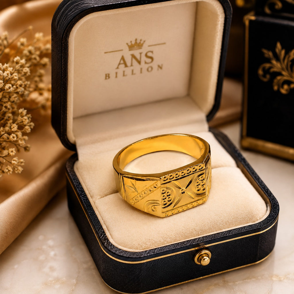 Premium Gold Finish Designer Ring for Men
