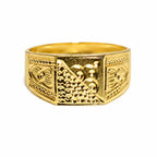 Premium Gold Finish Designer Ring for Men | Classic Engraved Statement Band