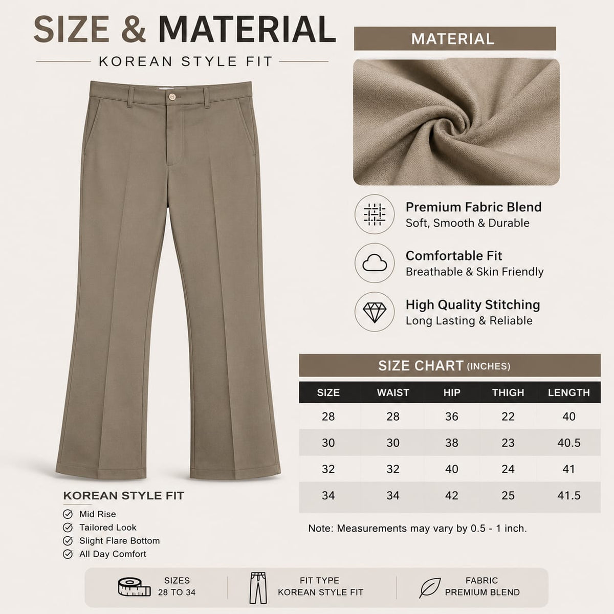 Men's Korean Style Formal Trousers