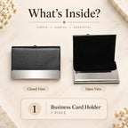 Premium Black & Silver Business Card Holder – Slim Metal Visiting Card Case
