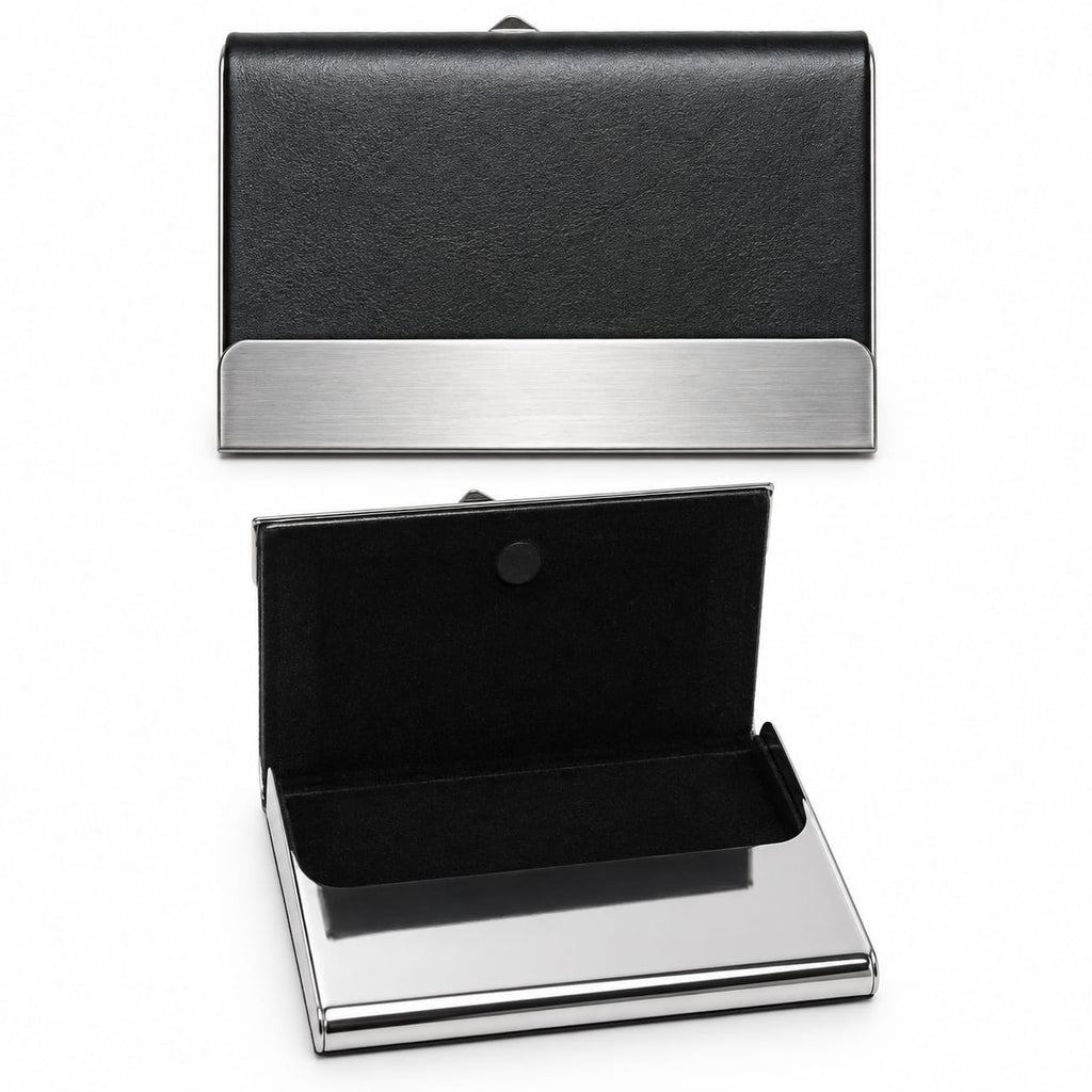 Premium Black & Silver Business Card Holder – Slim Metal Visiting Card Case