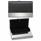 Premium Black & Silver Business Card Holder – Slim Metal Visiting Card Case