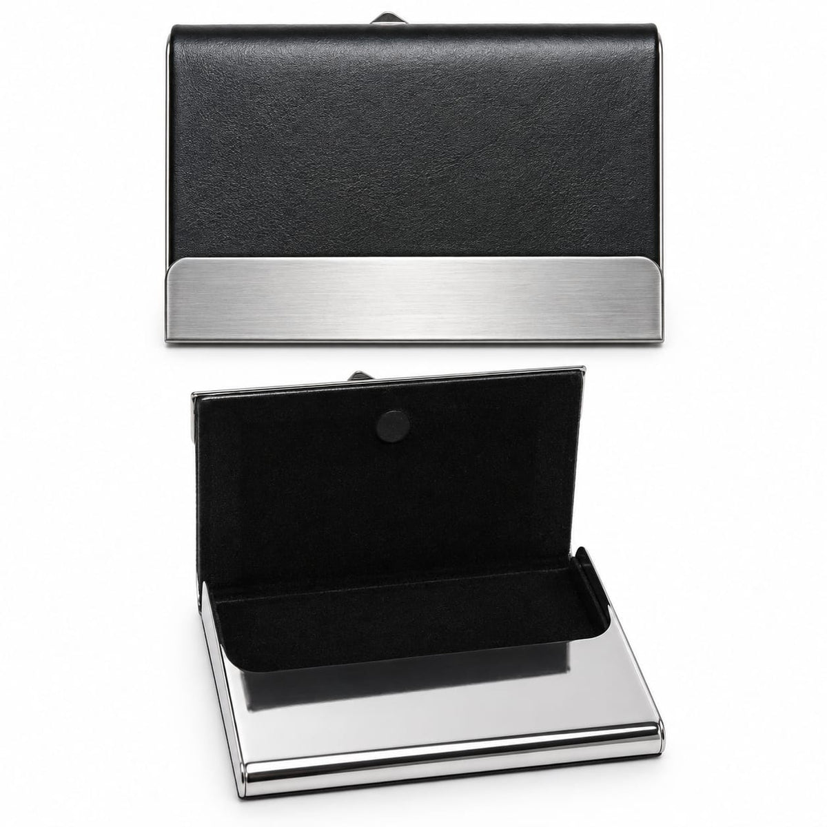 Premium Black & Silver Business Card Holder – Slim Metal Visiting Card Case