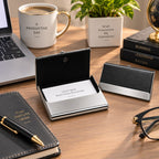 Premium Black & Silver Business Card Holder – Slim Metal Visiting Card Case