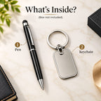 Premium 2-Piece Pen & Keychain Gift Set – Black & Silver