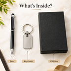 Premium 2-Piece Pen & Keychain Gift Set – Black & Silver
