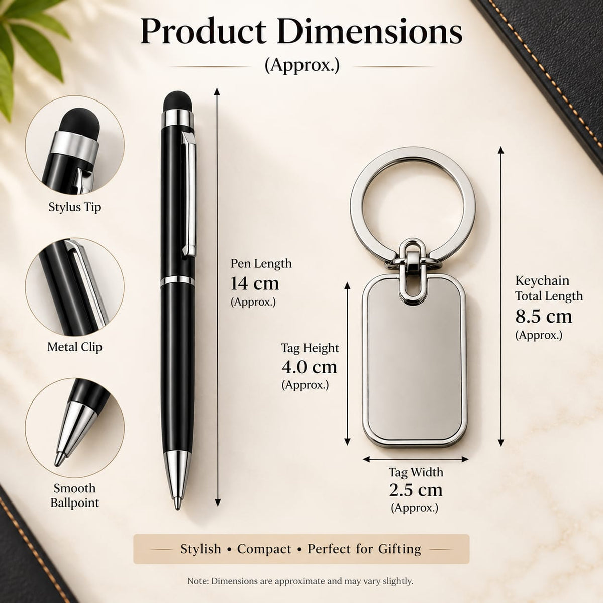 Premium 2-Piece Pen & Keychain Gift Set – Black & Silver