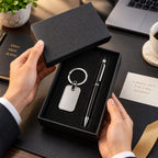 Premium 2-Piece Pen & Keychain Gift Set – Black & Silver