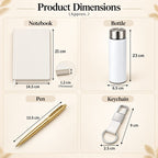 Premium 4-Piece Corporate Gift Set with Notebook, Pen, Bottle & Keychain – White & Gold