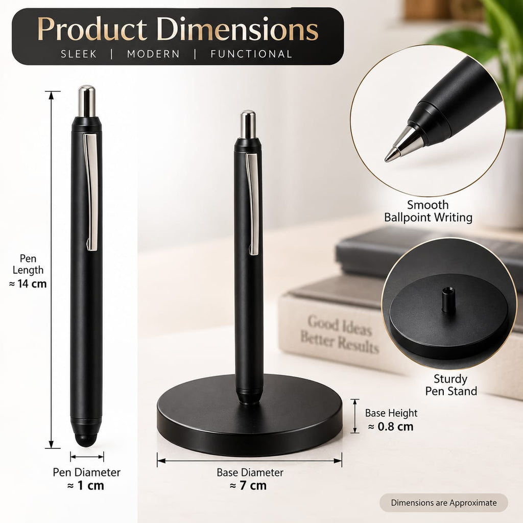 Premium 2-Piece Executive Pen with Desk Stand Gift Set – Black