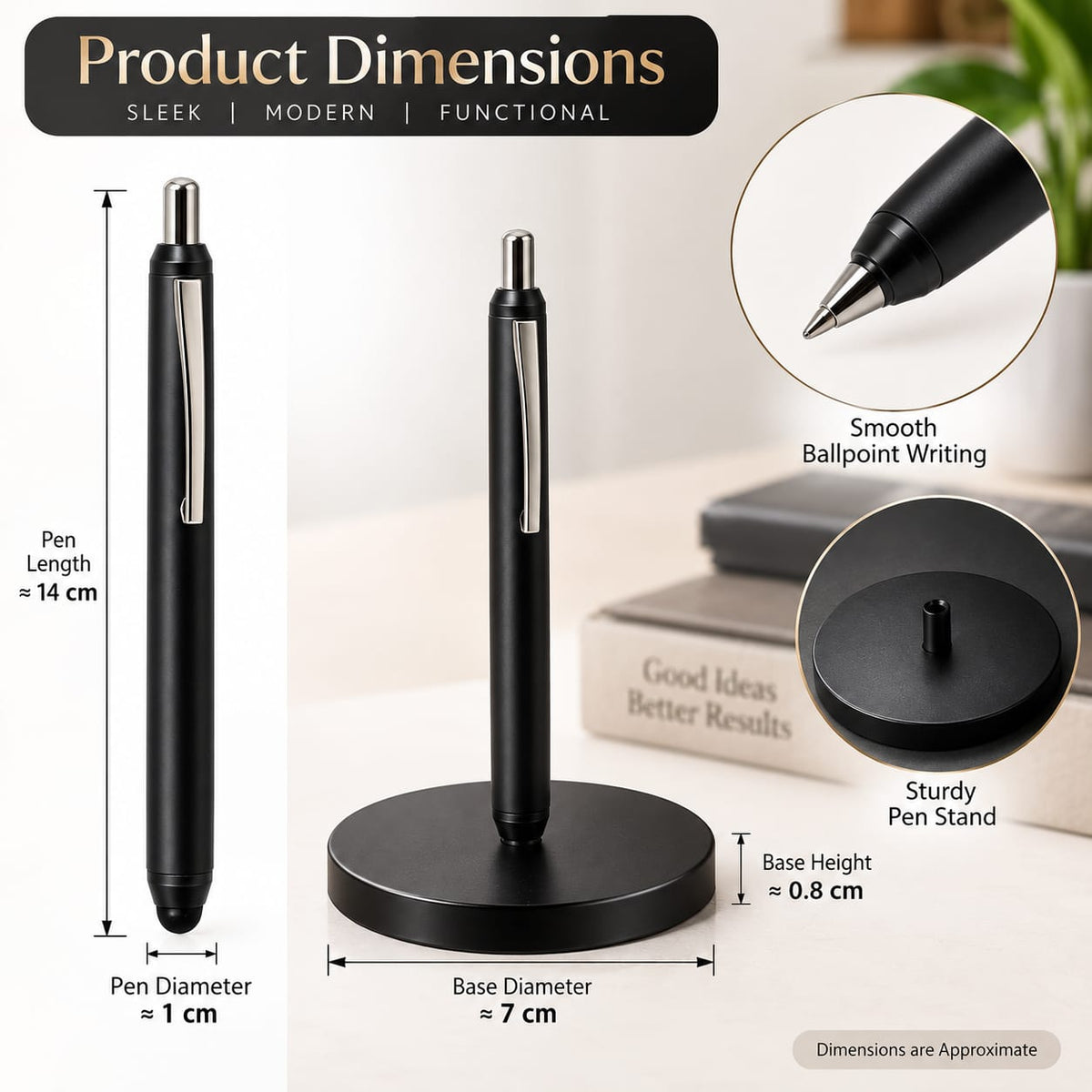 Premium 2-Piece Executive Pen with Desk Stand Gift Set – Black