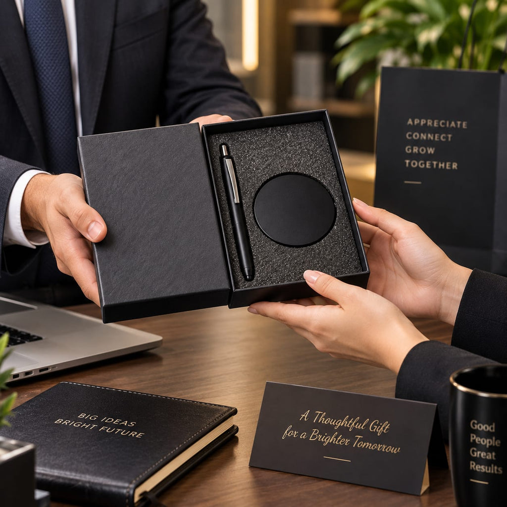 Premium 2-Piece Executive Pen with Desk Stand Gift Set – Black