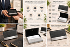 Premium Black & Silver Business Card Holder – Slim Metal Visiting Card Case