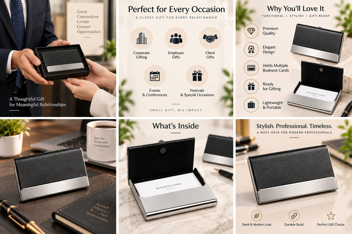 Premium Black & Silver Business Card Holder – Slim Metal Visiting Card Case