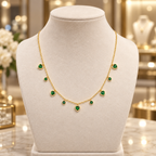 Emerald Heart Charm Gold Necklace for women