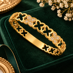 Gold Plated Floral Cut-Out Kada for Women