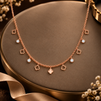 Clover Sparkle Rose Gold Charm Necklace for women