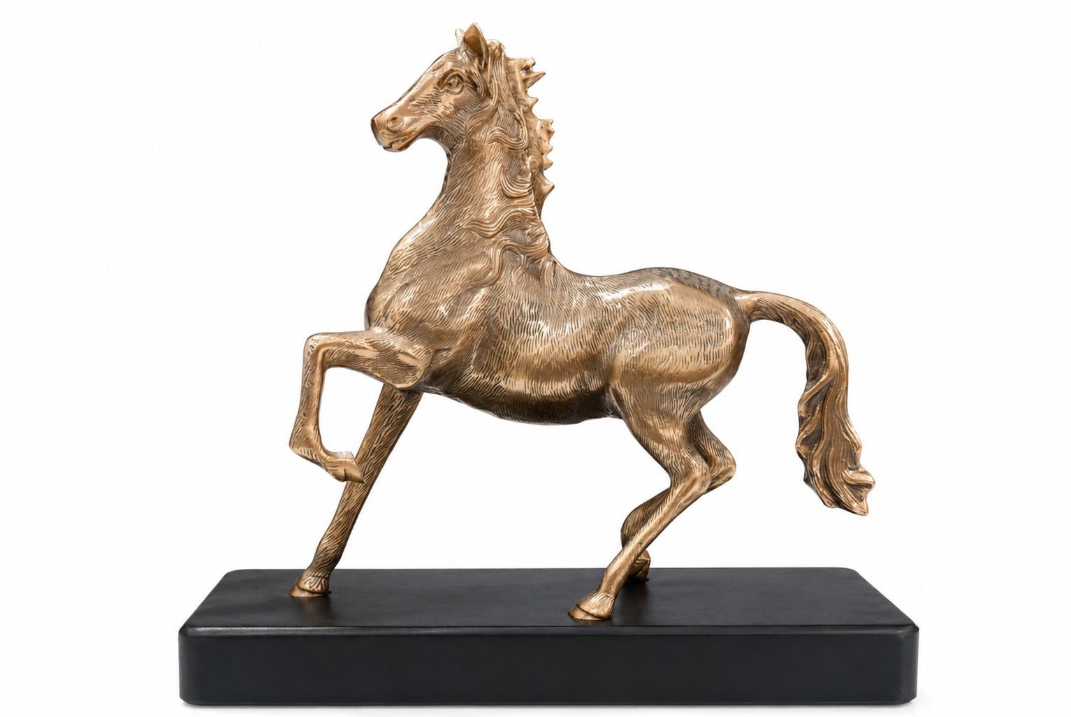 Akriti brass running horse showpiece with a gold and copper antique finish - ANS Billons
