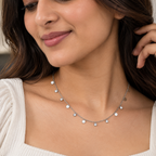 Silver Disc Sparkle Charm Necklace for women