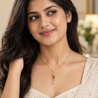 Multicolor Crystal Floral Drop Gold-Tone Pendant Necklace