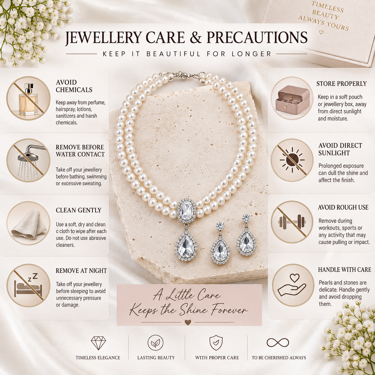 Luxury Pearl Necklace & Earrings Set
