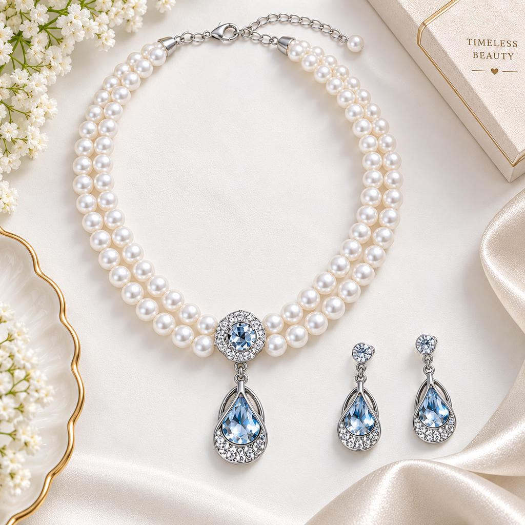 Luxury Pearl Necklace &amp; Earrings Set