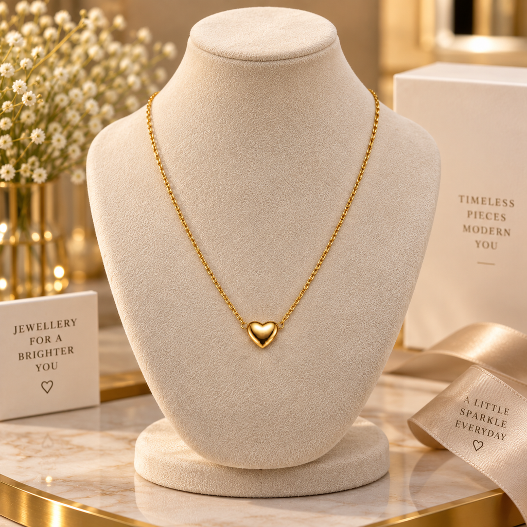 Golden Heart Pendant Necklace for women