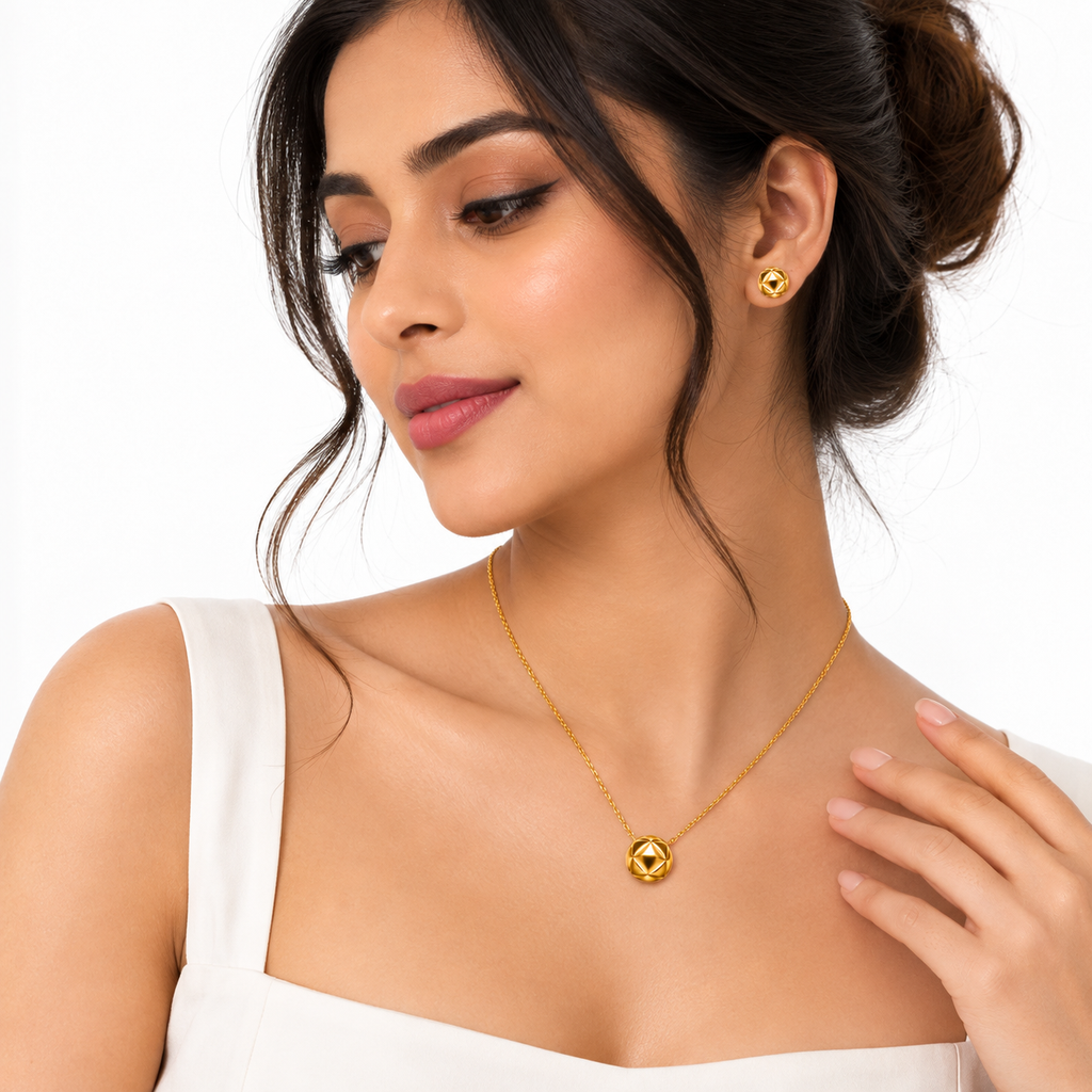 Geometric Gold-Tone Jewellery Set for women