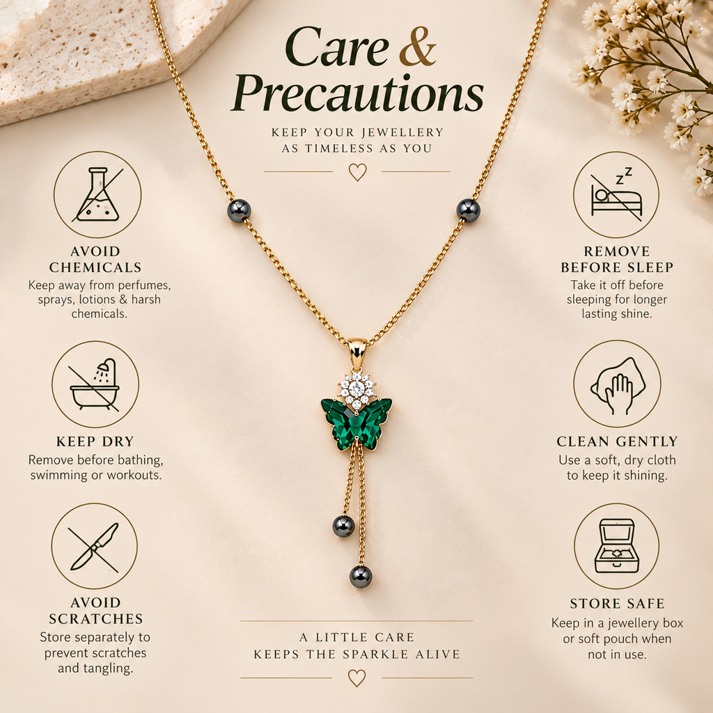 Emerald Butterfly Drop Gold Necklace for women
