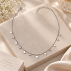 Silver Disc Sparkle Charm Necklace for women