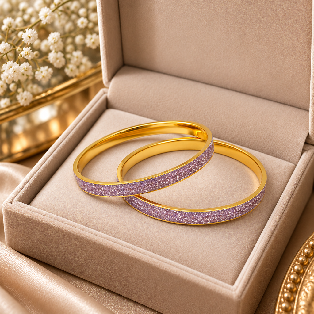 Elegant Gold Glitter Bangles for Women