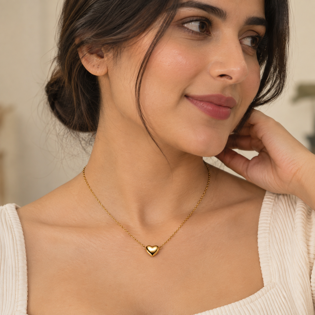 Golden Heart Pendant Necklace for women