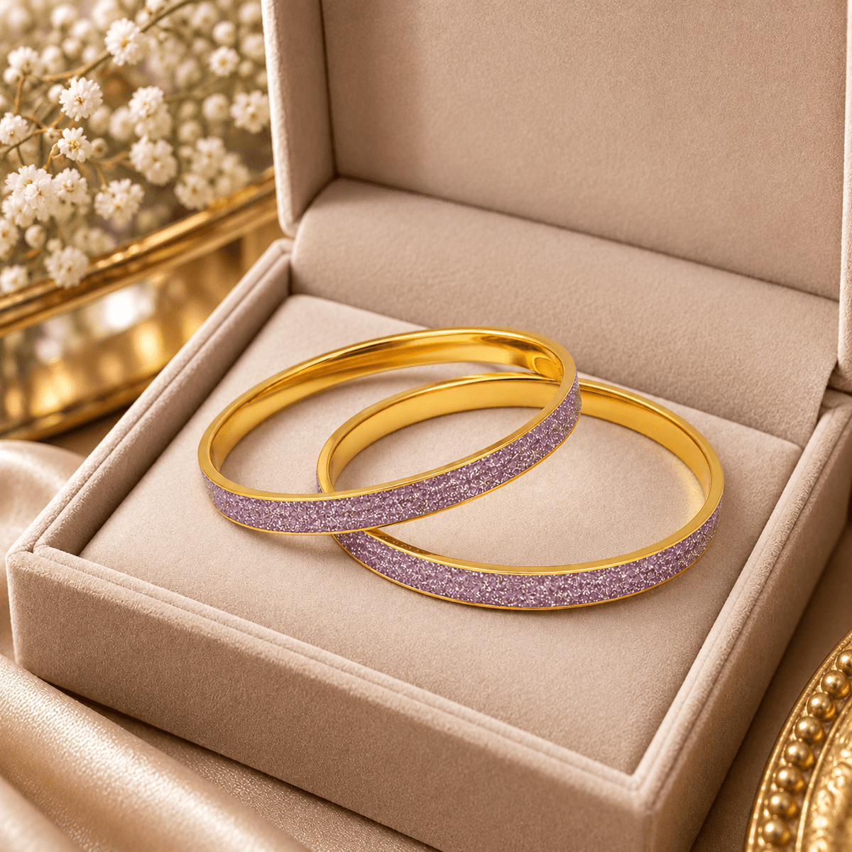 Elegant Gold Glitter Bangles for Women - ANS Billion