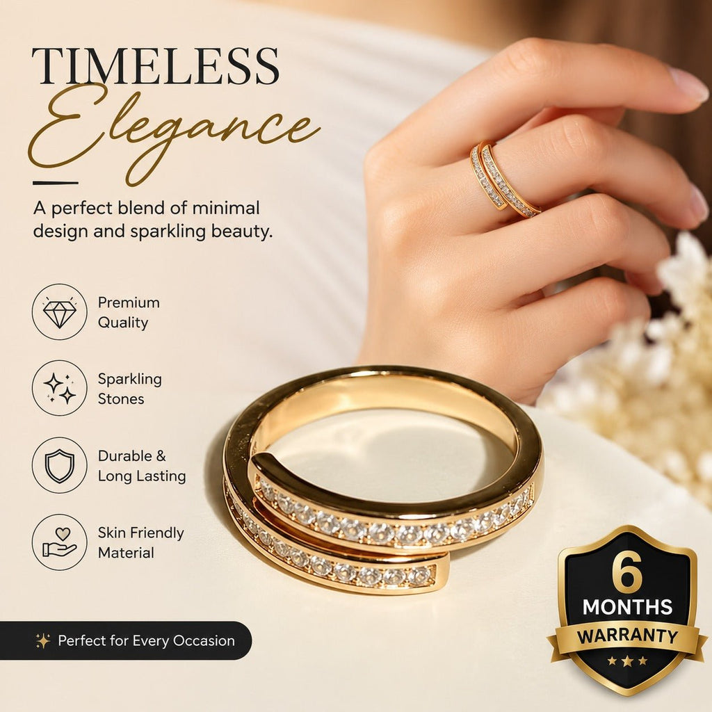 Elegant Gold-Plated Crystal Adjustable Ring for Women - ANS Billion