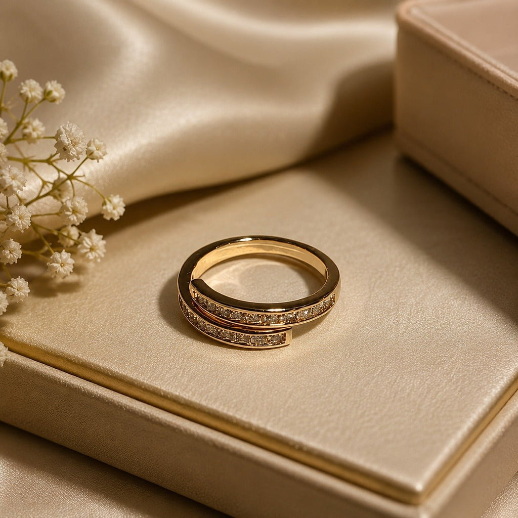 Elegant Gold-Plated Crystal Adjustable Ring for Women - ANS Billion