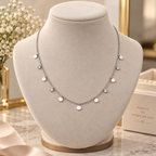 Silver Disc Sparkle Charm Necklace for women
