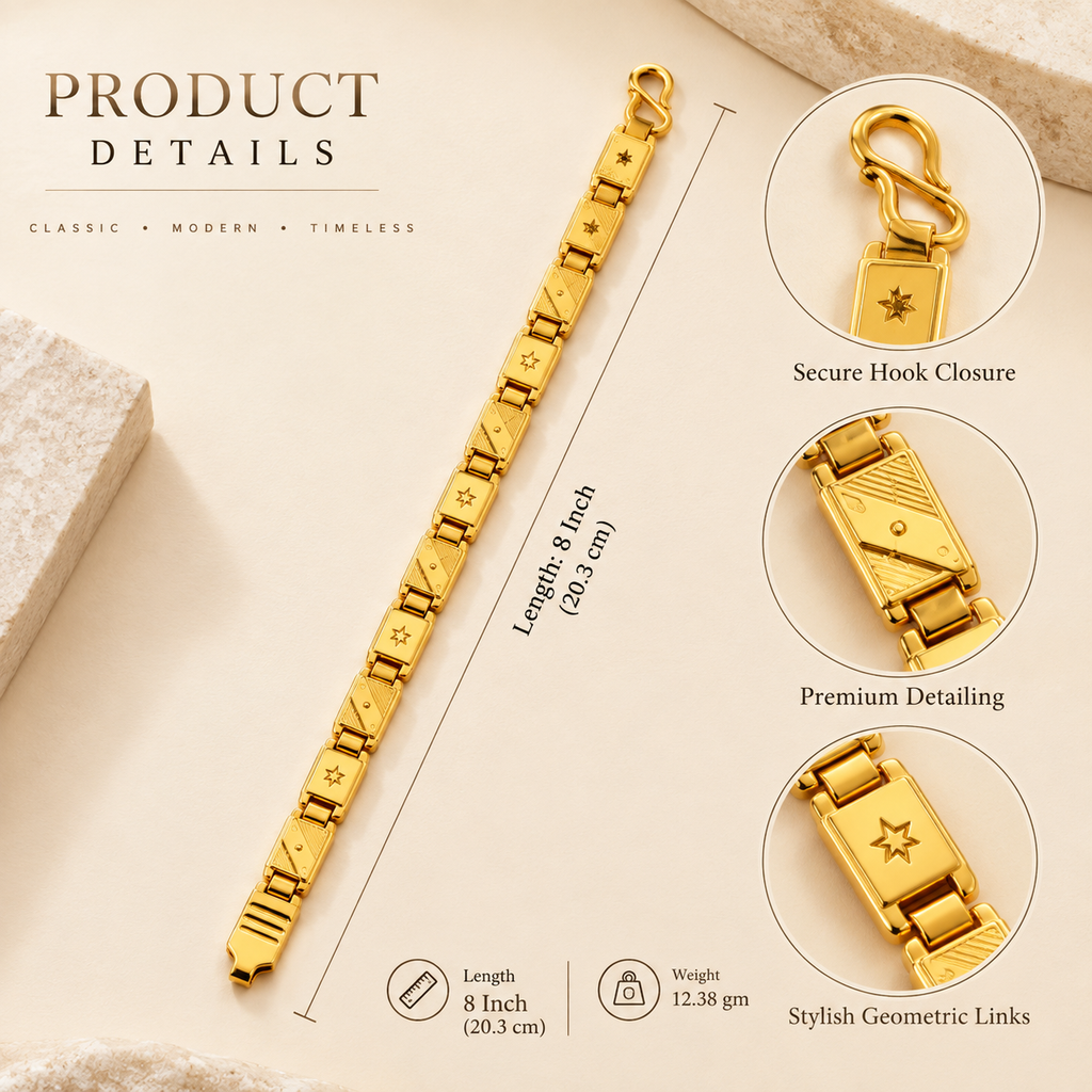 Premium Gold-Plated Men's Bracelet – Geometric Link Design