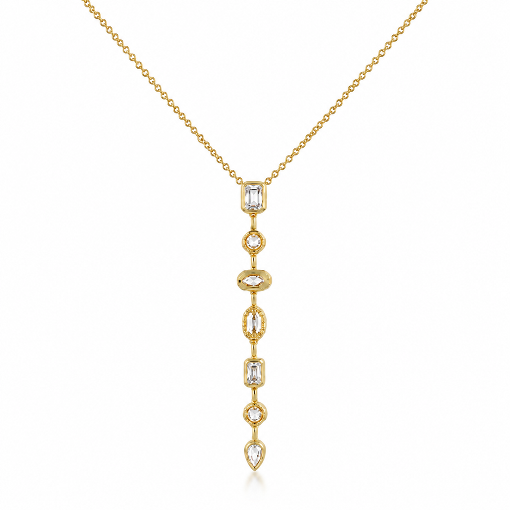 Crystal Cascade Gold Necklace for women