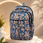 Floral Printed School Backpack for Girls & Women | Lightweight Water Resistant Laptop/College Bag | Multi Pocket Casual Travel Backpack | Blue Brand - ANS Billion