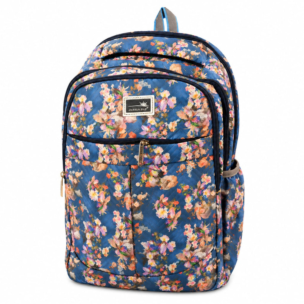 Floral Printed School Backpack for Girls & Women | Lightweight Water Resistant Laptop/College Bag | Multi Pocket Casual Travel Backpack | Blue Brand - ANS Billion