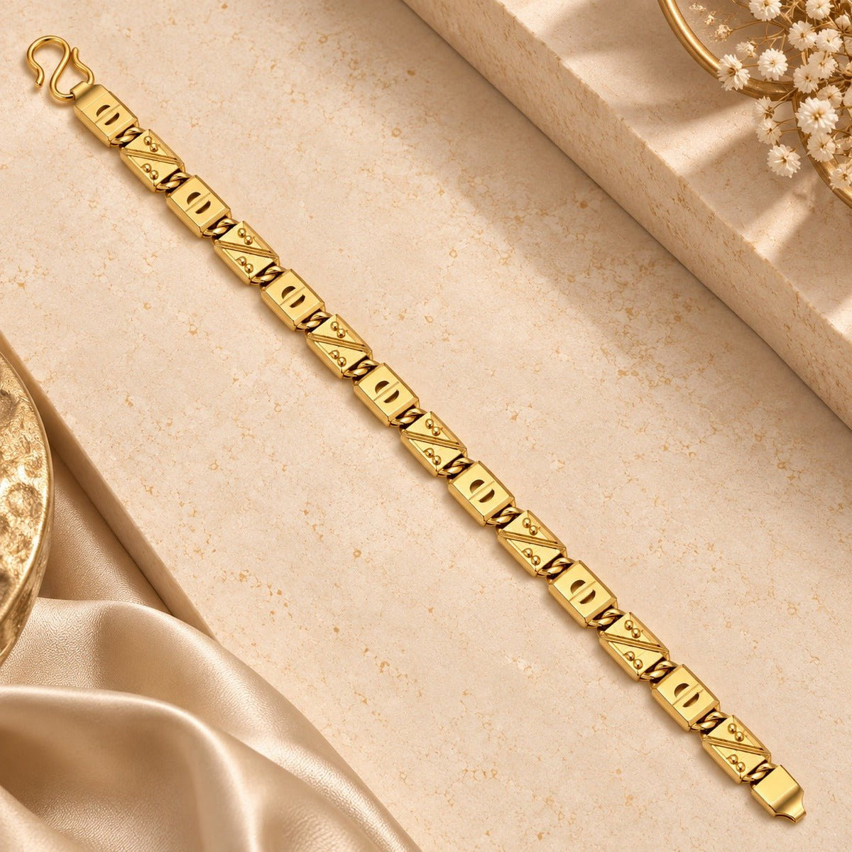 Gold-Tone Geometric Link Bracelet for Men - ANS Billion