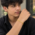 Gold-Tone Geometric Link Bracelet for Men - ANS Billion